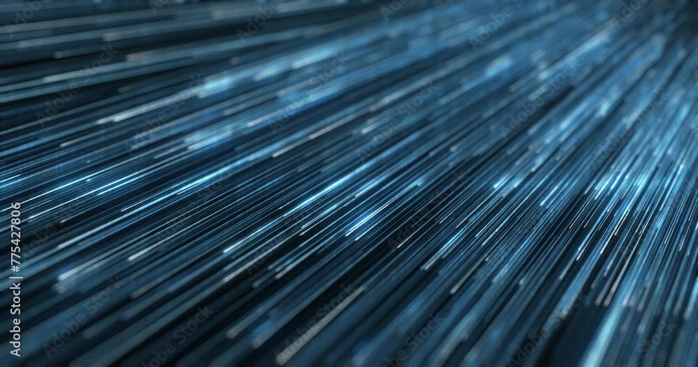Poster diagonal light streaks conveying directionality in a digital space. 3d render, 4k loop