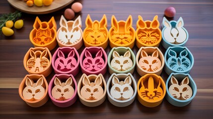 Easter-themed cookie cutters with bunny and egg shapes