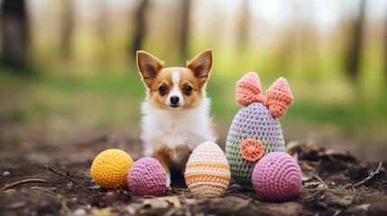 Easter-themed dog toys with bunny and egg designs