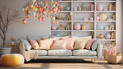 Easter-themed home decor with pastel colors