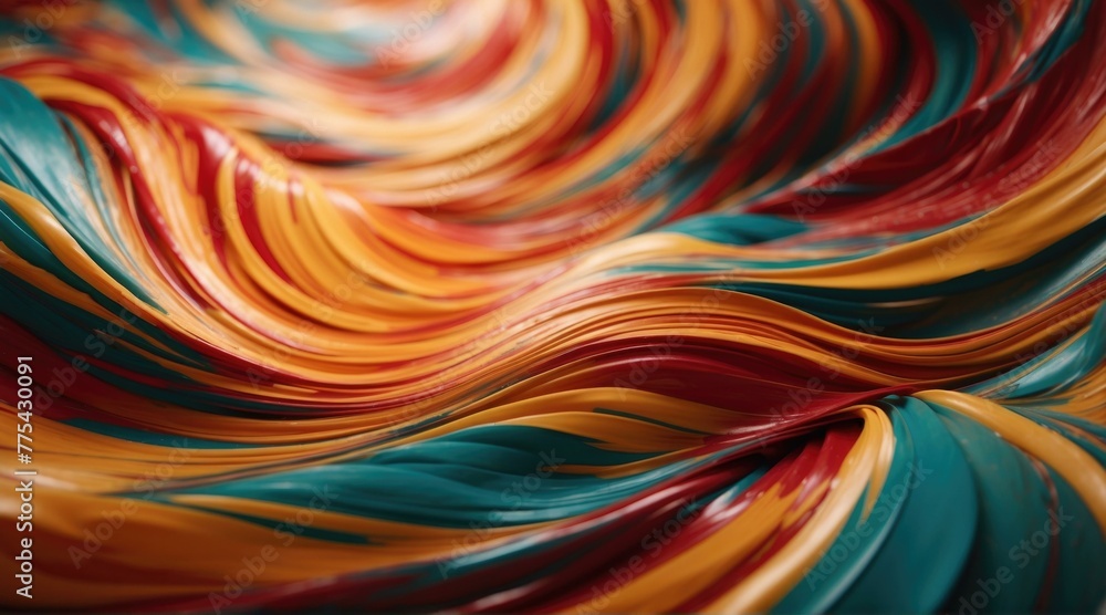Poster a close up of a colorful swirl on top of some fabric. generative ai.