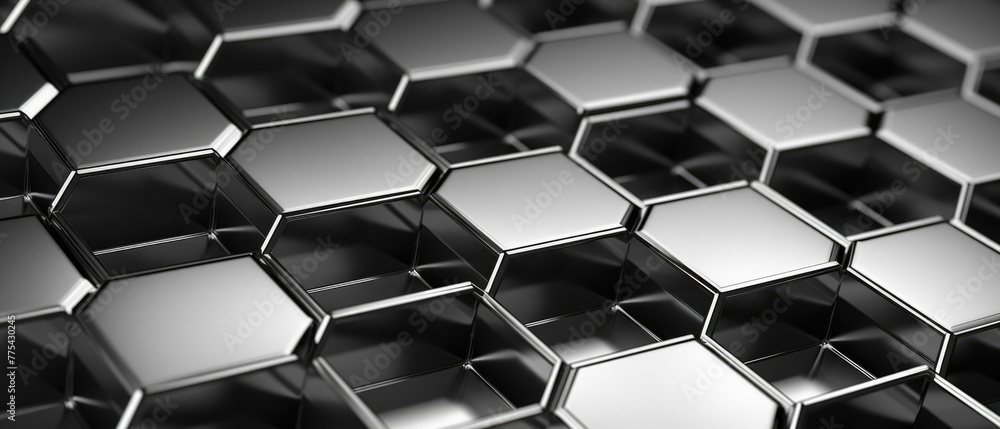 Aufkleber a close up of a metal surface with many hexagons. generative ai.