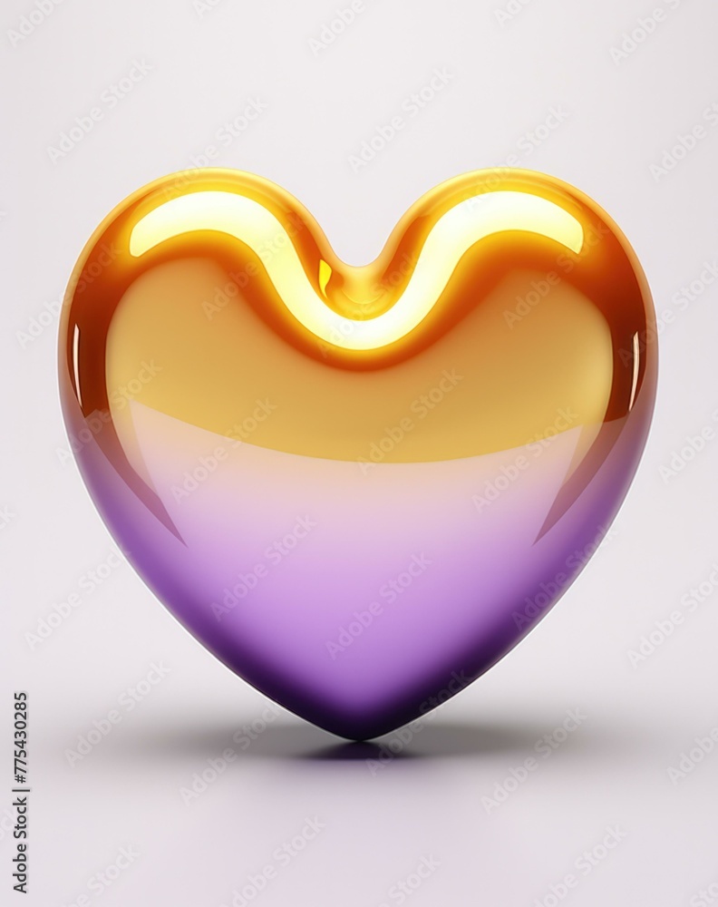 Poster a shiny heart shaped object on a white background. generative ai.