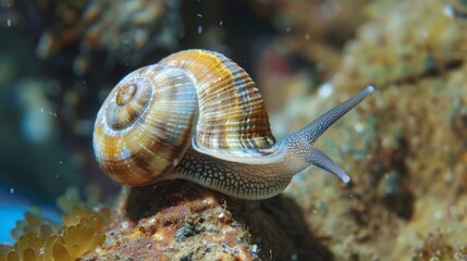 Close Up of a Snail on a Rock