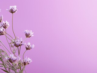 Fototapeta na wymiar A close up of a bunch of flowers on purple background. Generative AI.