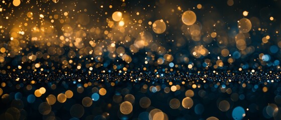   A clear photo featuring a deep blue and bright yellow backdrop, adorned with minute spheres of light in the upper region - obrazy, fototapety, plakaty