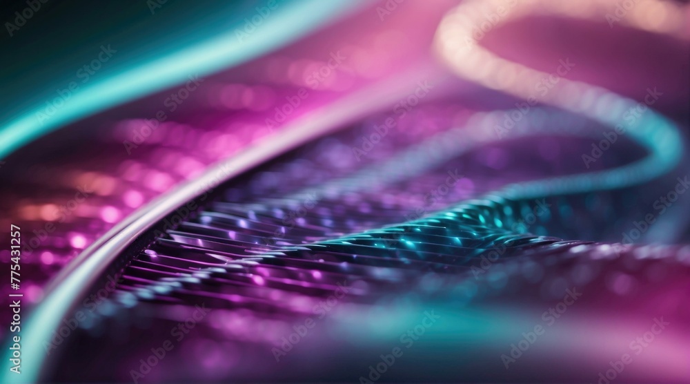 Poster a close up of a colorful abstract image with some purple and blue lights. generative ai.