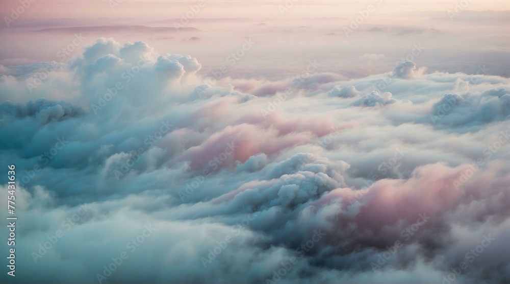 Poster a view of a cloud filled sky from above. generative ai.