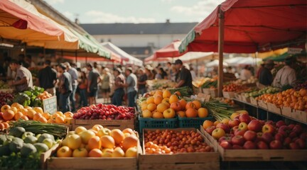 A market with many different types of fruits and vegetables. Generative AI. - obrazy, fototapety, plakaty