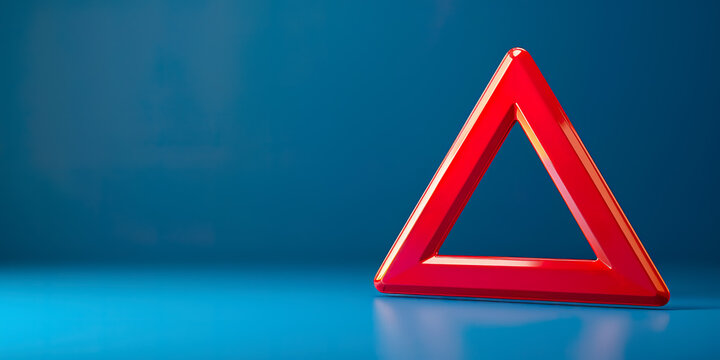 Red warning symbol, blue background
