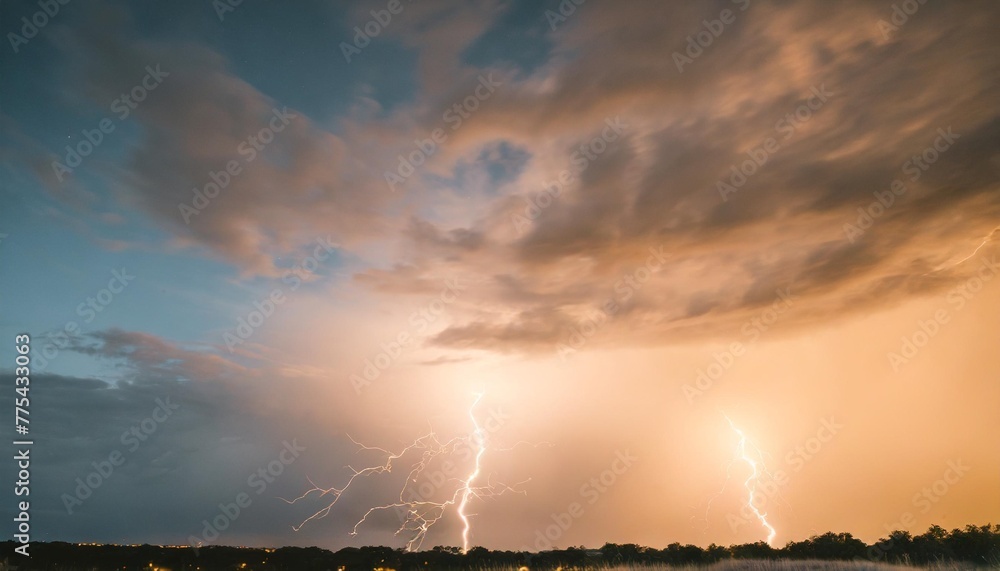 Wall mural lightning in the night sky