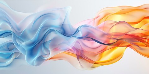 A colorful, flowing wave of fabric with blue and orange colors. The blue and orange colors are contrasting and create a sense of movement and energy. The image conveys a feeling of freedom