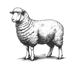 Naklejka premium Merino sheep hand drawn vector illustration
