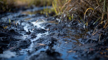 Fototapeta premium Water Stream Flowing Through Grass Field