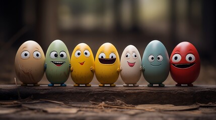 Playful Easter egg characters engaged in a game of hide-and-seek