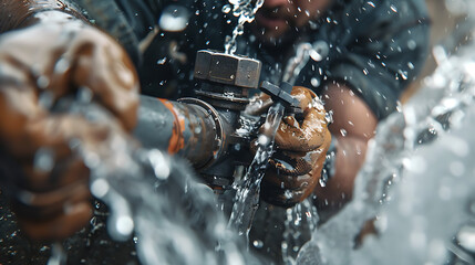 A plumber diligently working to change a pipe in a residential home,