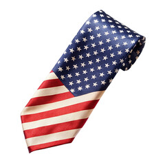 Obraz premium Patriotic Tie With American flag isolated on transparent background.