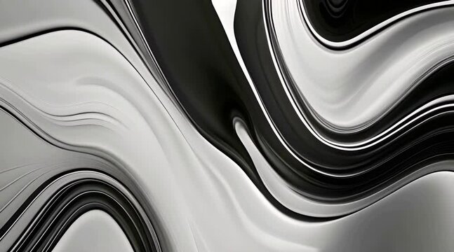 Abstract Liquid black and white texture Organic background for visual effects and motion graphics Fluid art painting video Liquid organic texture 3D rendering seamless looping animation