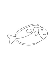 Blue Tang Fish Coloring Page for Print. Underwater animals and Ocean Life Creatures.