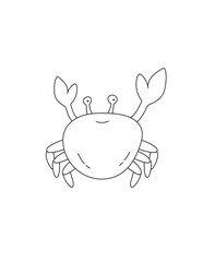 Ocean Crab Coloring Page for Print. Underwater animals and Ocean Life Creatures.