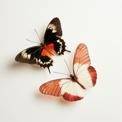 Fototapeta na wymiar Two beautiful Butterflies isolated on a white background.