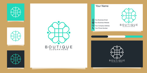 Naklejka premium beauty Flower logo, business card, beauty lotus flower line logo feminine
