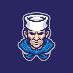 Captain mascot logo design vector with modern illustration concept style for badge, emblem and t shirt printing. Head captain illustration.