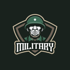 Military mascot logo design vector with modern illustration concept style for badge, emblem and t shirt printing. Military illustration. © izzatulkhotim666