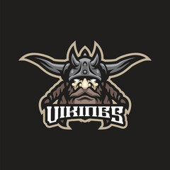 Vikings mascot logo design vector with modern illustration concept style for badge, emblem and t shirt printing. Vikings head illustration for sport and esport team.
