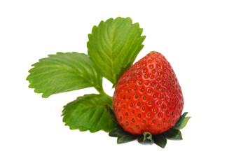 Fresh red ripe strawberry isolated on white, macro image