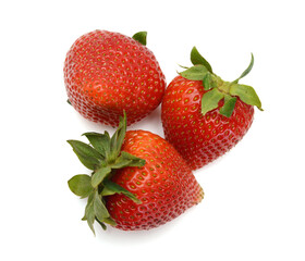 Fresh red ripe strawberry isolated on white, macro image