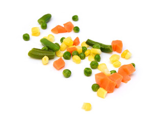 Fresh mixed vegetables on white. Golden mix.