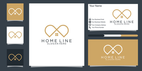 minimalist home line logo, business card home