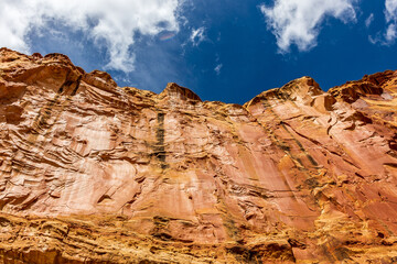 Towering sandstone cliff at Capital Reef National Park.