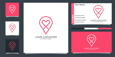 love location pin map logo and business card