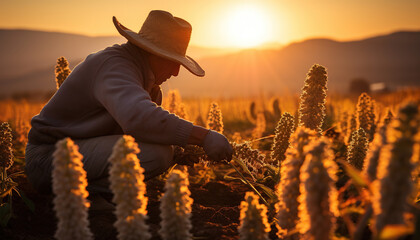 Quinoa harvest in the fields