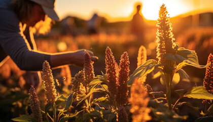 Quinoa harvest in the fields