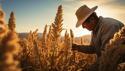 Quinoa harvest in the fields