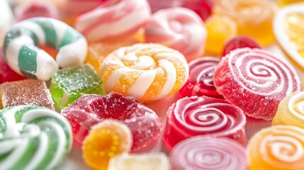 Fototapeta na wymiar Close-up of colorful candies over white background,Romania