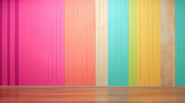 pastel vertically striped wood background image with normal medium-brown tone wood flooring