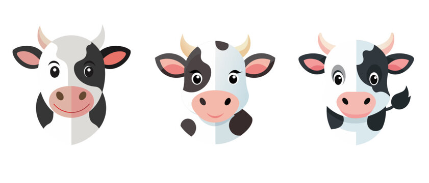 Set of cow for poster banner icon