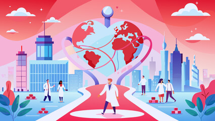 Global Healthcare: A Vector Illustration of a Doctor Conducting a Checkup on Earth
