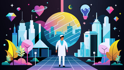 Global Healthcare: A Vector Illustration of a Doctor Conducting a Checkup on Earth
