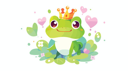 Cute cartoon frog prince cartoon character vector 2