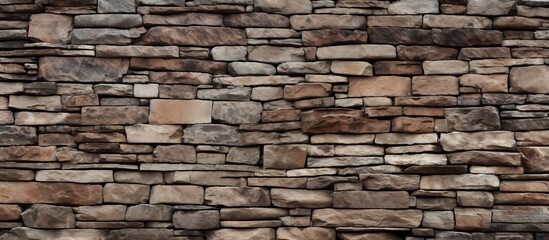 Obraz premium Close-up view of a weathered stone wall with a bright red fire hydrant standing in front of it