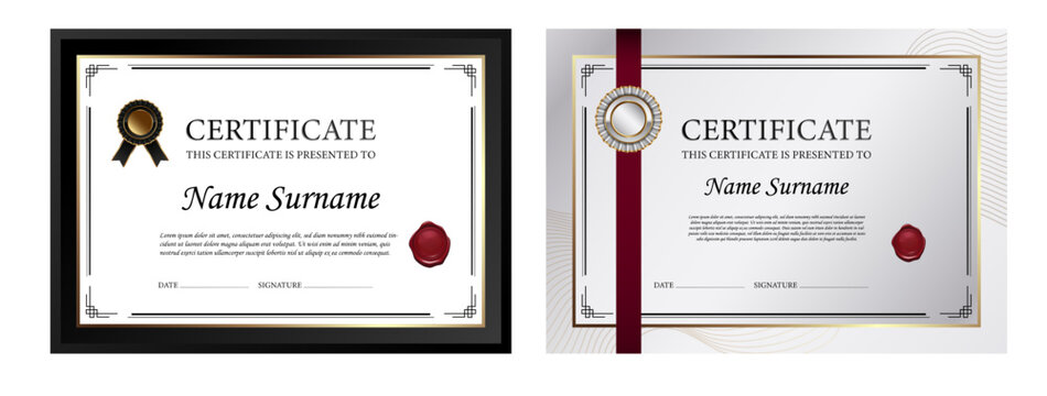 Golden certificate template collection design. Certificate set