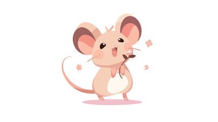 Obraz na płótnie Canvas Cute Rat cartoon mouse vector 2d flat cartoon vacto