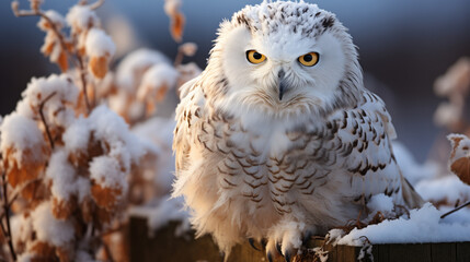 great horned owl in winter