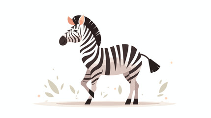 Cute zebra animal doodle cartoon vector 2d flat car
