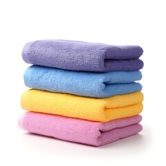 Stack of clean towels isolated on white background. Clipping path included.